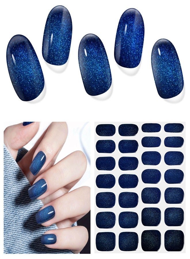 DUKASOU Semi Cured Gel Nail Strips, 28 pcs Gel Nail Stickers Work with Any UV Lights, Long-Lasting Nail Wraps, Stick on Nails for women Easy to Apply & Remove - Image 1
